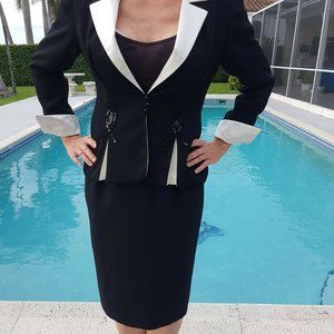 VTG 80s Designer 2pc power skirt Suit